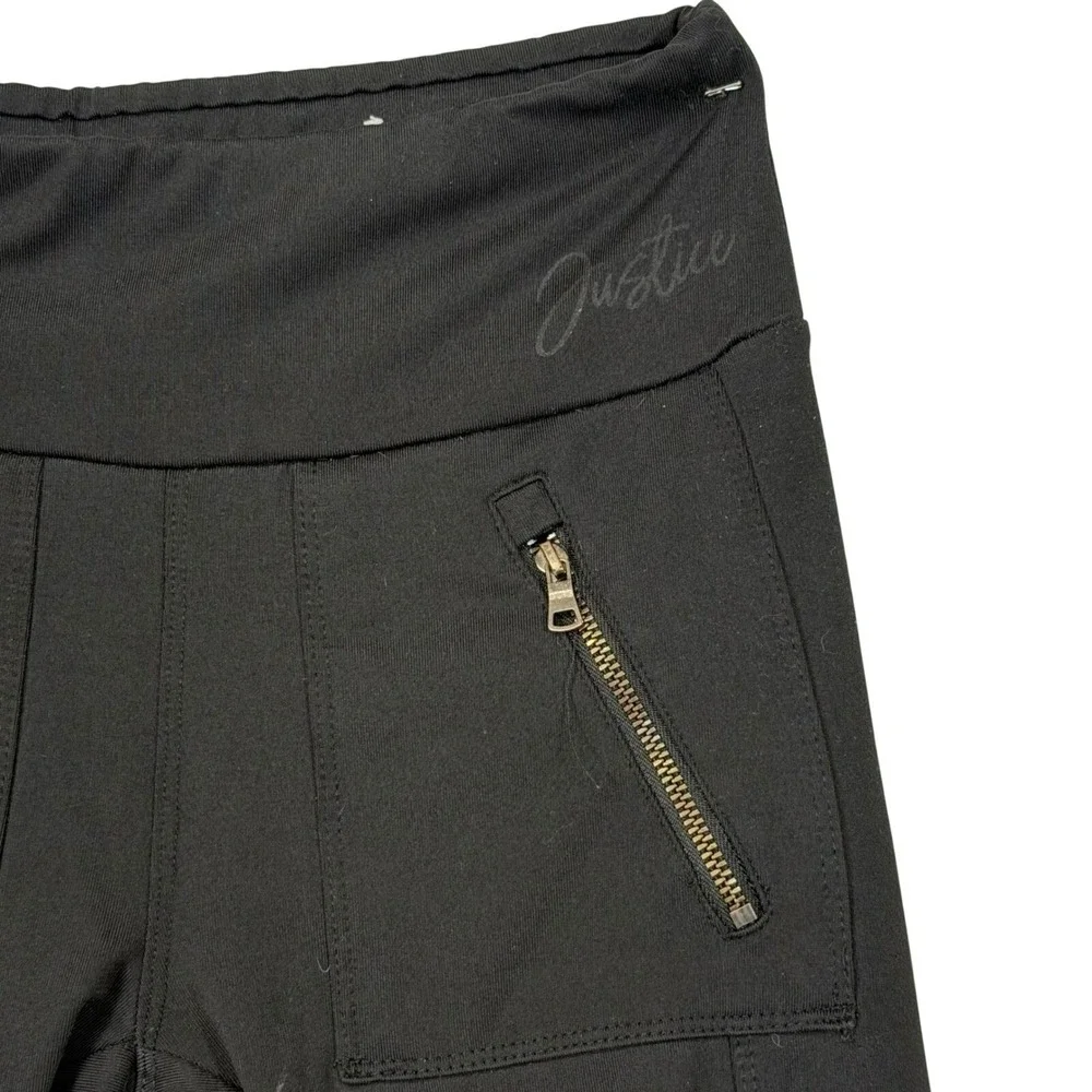 Justice Active Girls 8 Black Cargo Leggings Zipper Pockets Stretch Pants